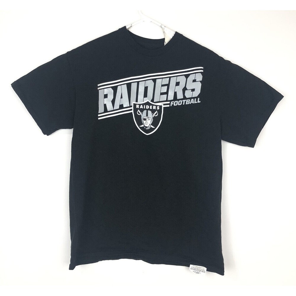 NFL Raiders NFL Team Apparel Men Large Spellout Logo Black T Shirt